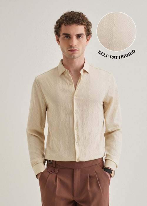 Cream Self Patterned Shirt