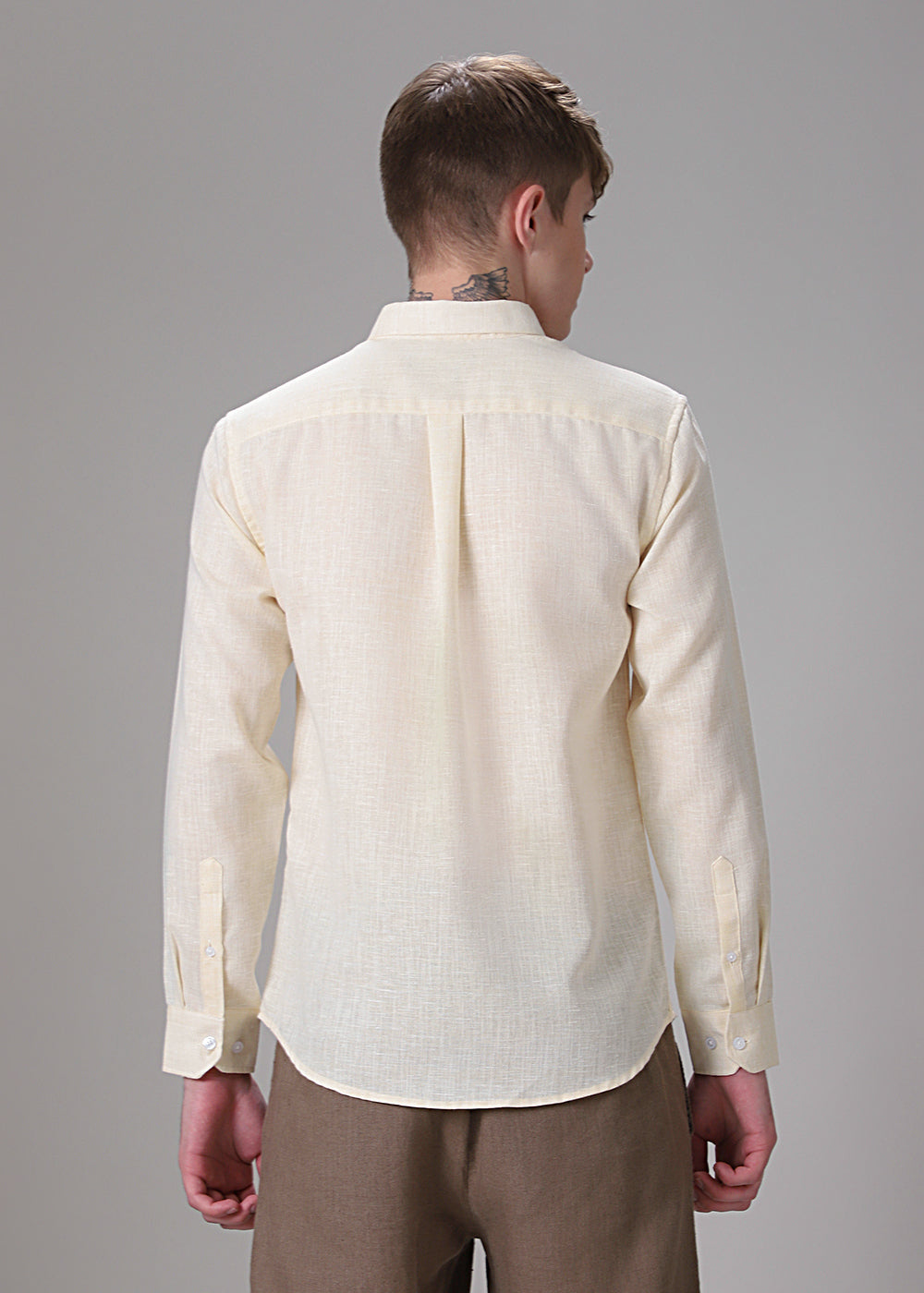 Creamish Yellow Blended Linen Shirt