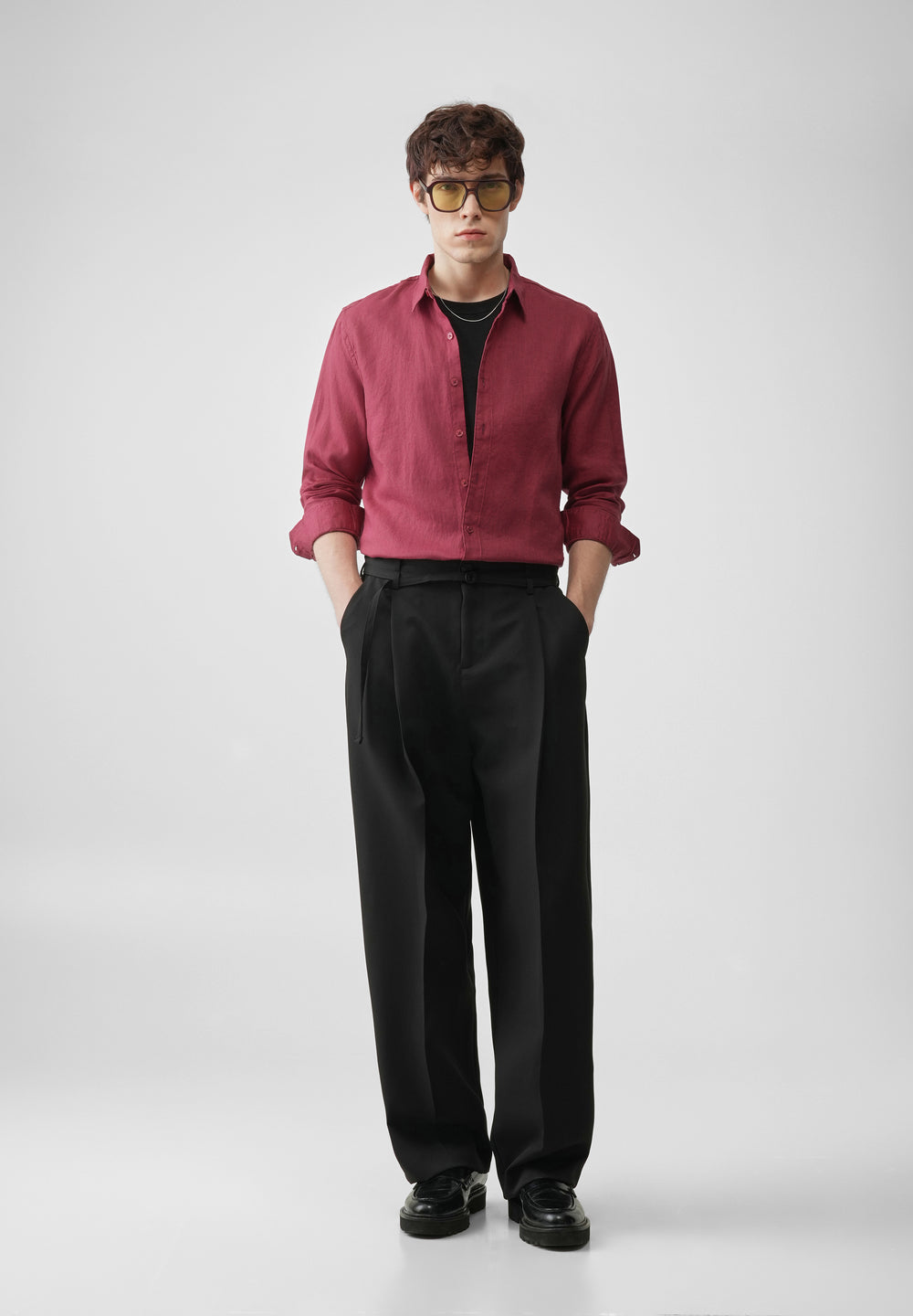 Crimson 100% Pure Linen Shirt