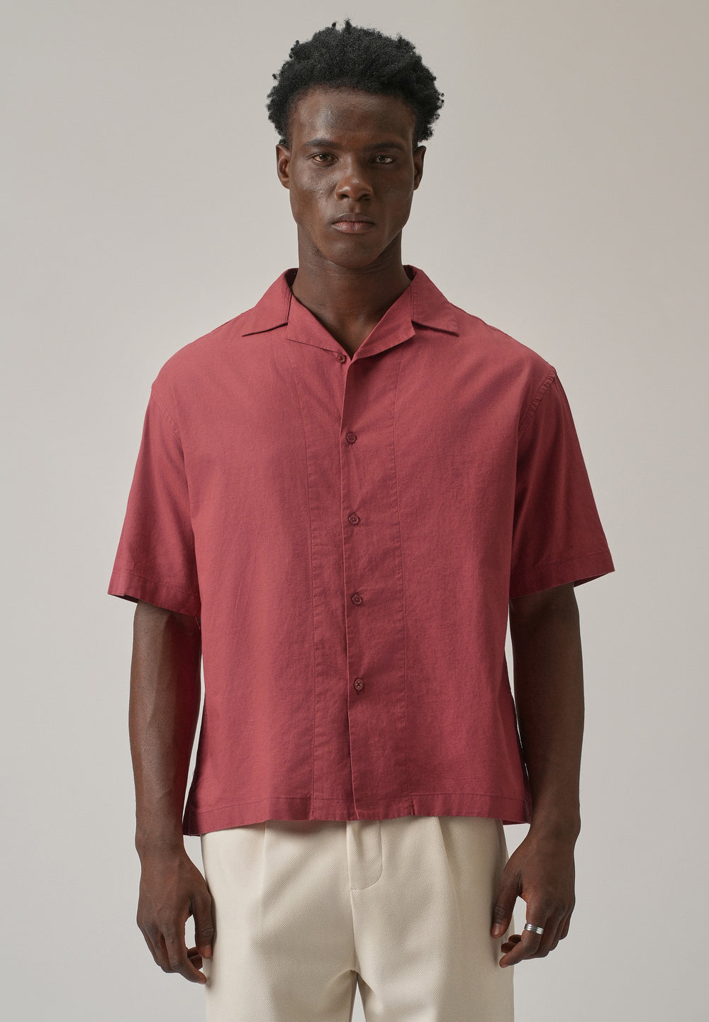 Crimson Red Cotton/Linen Shirt