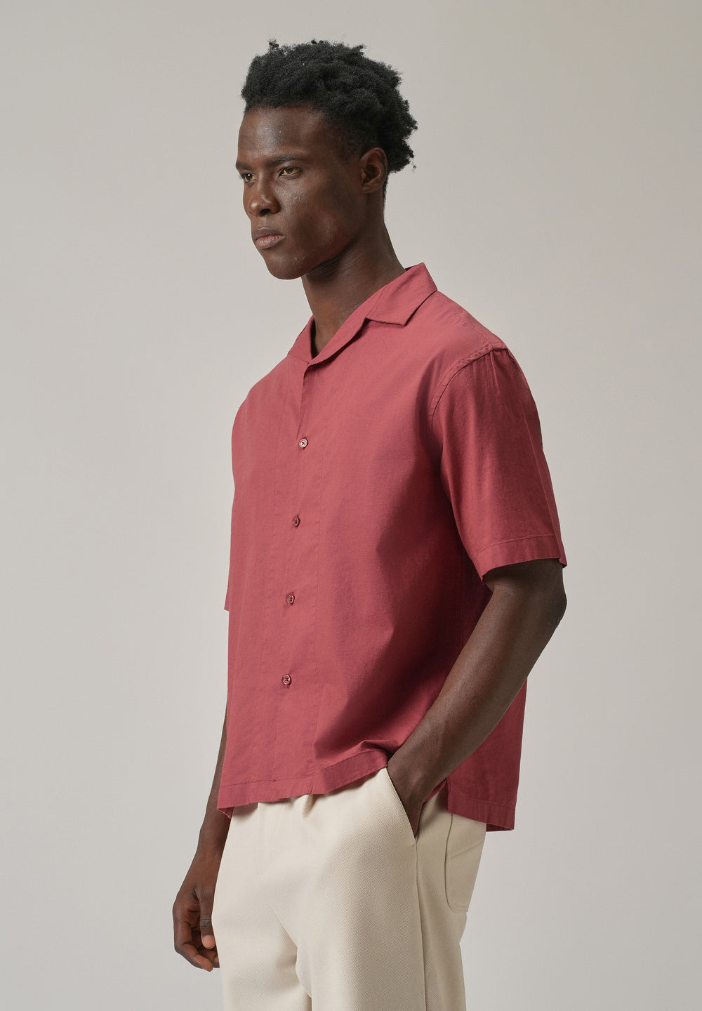 Crimson Red Cotton/Linen Shirt