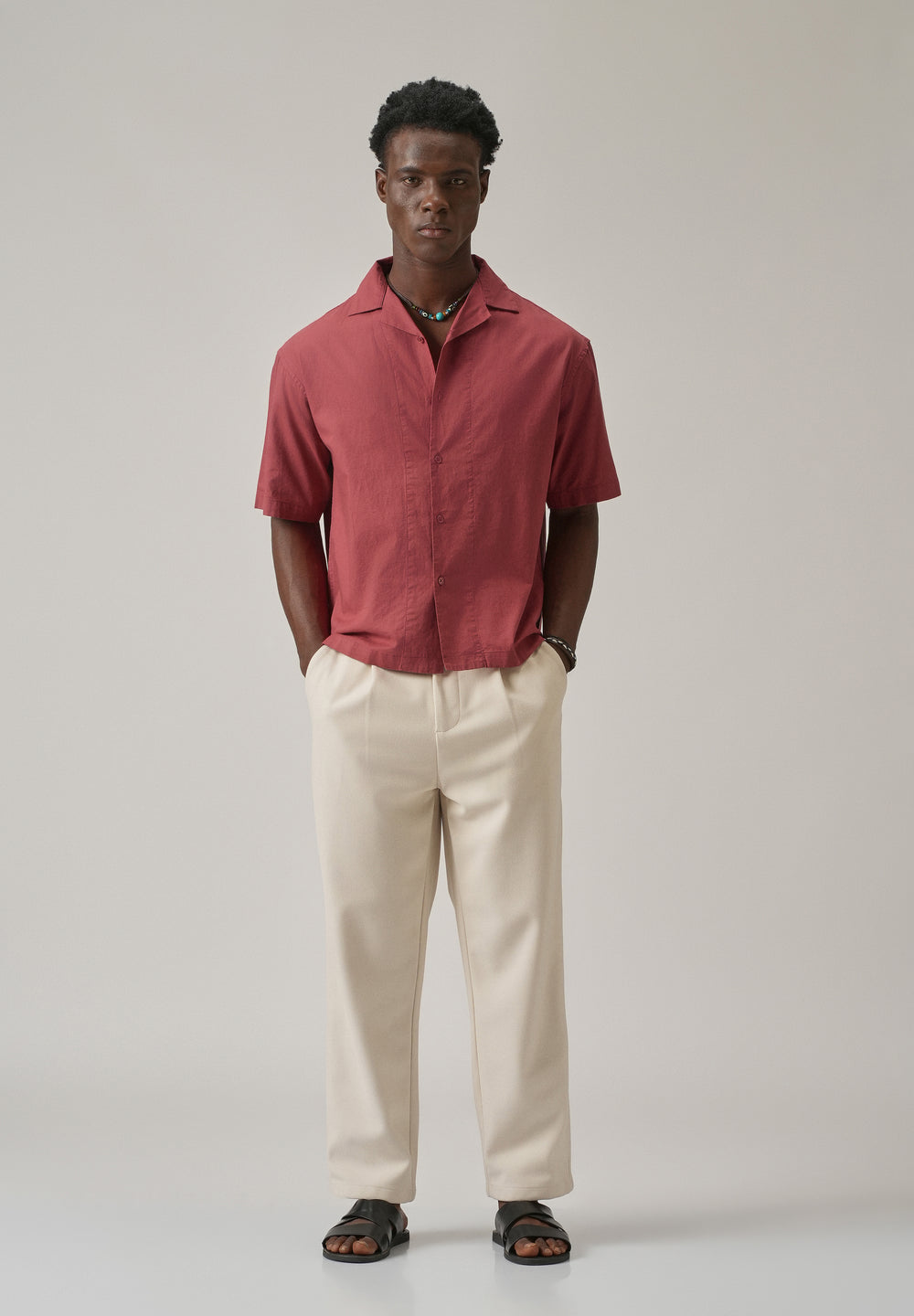 Crimson Red Cotton/Linen Shirt