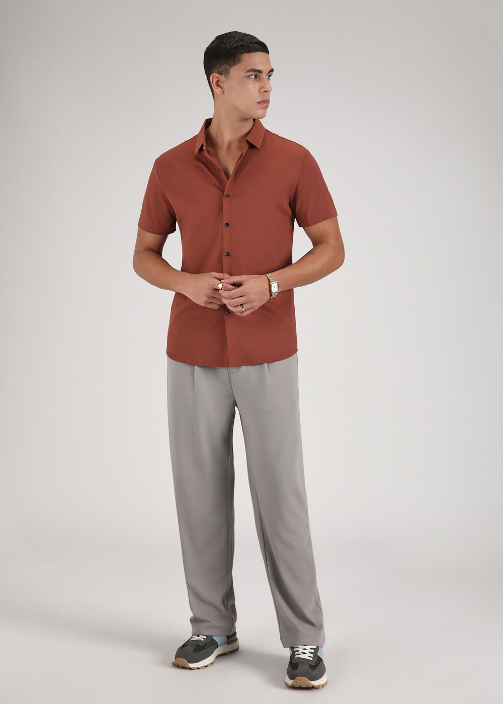 Crimson Red Self Patterned Stitchless Shirt