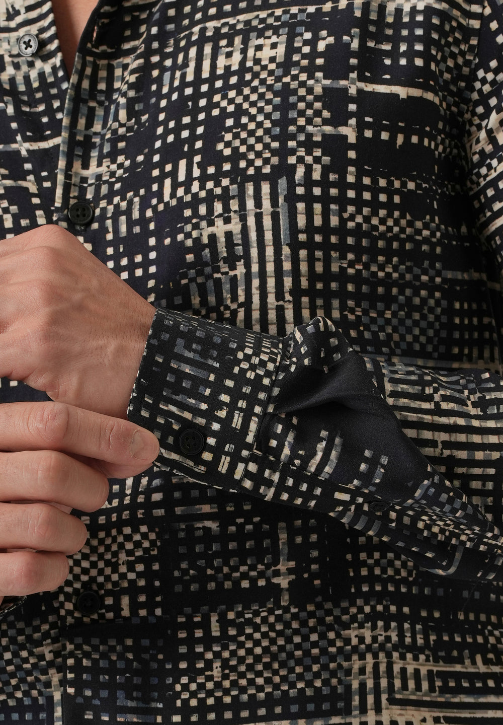 Black Crosshatch Print Shirt