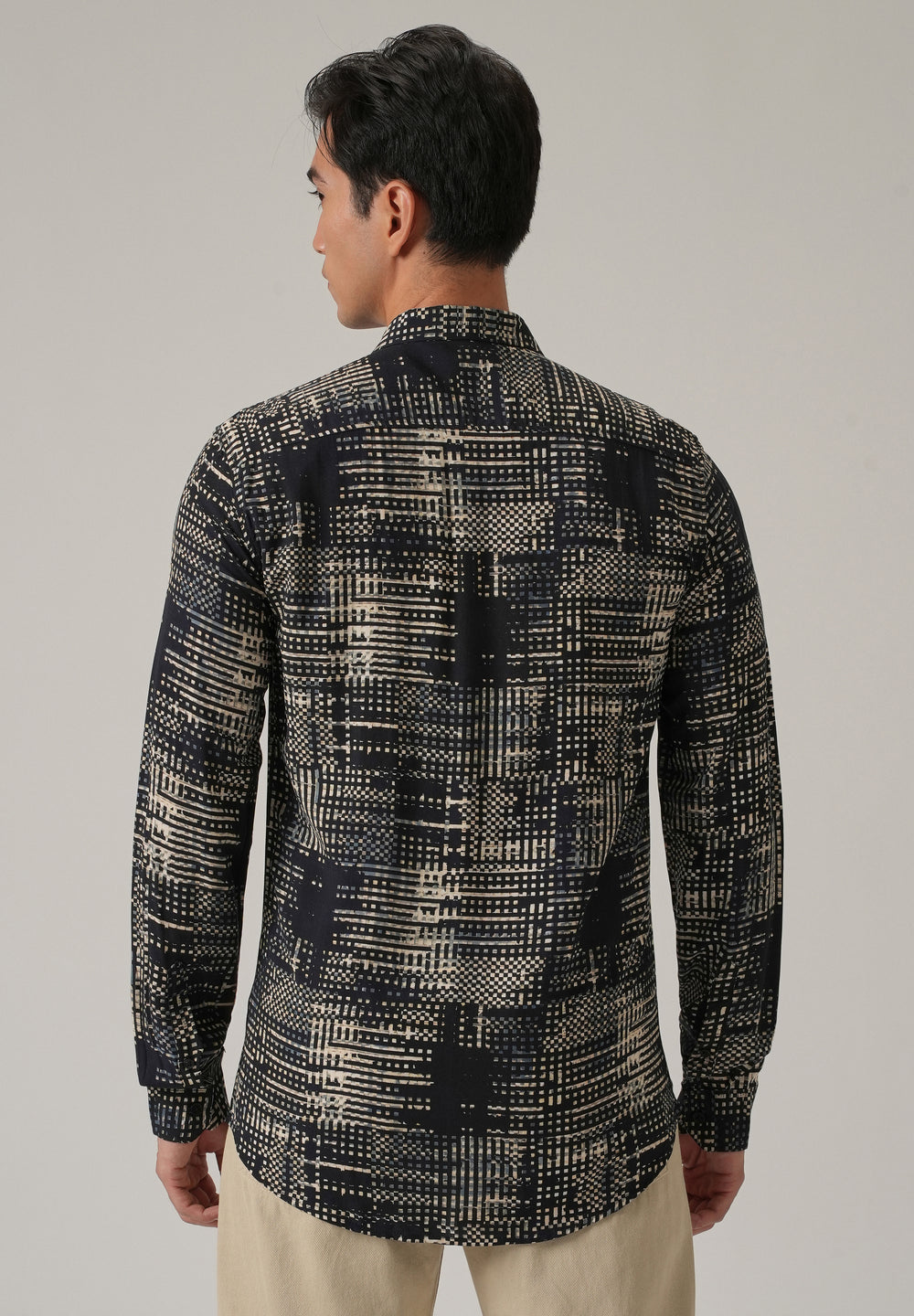 Black Crosshatch Print Shirt