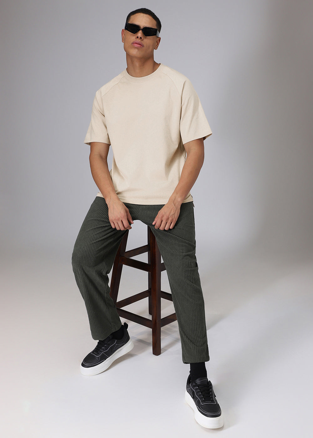 Tan Beige Raglan Oversized T-shirt