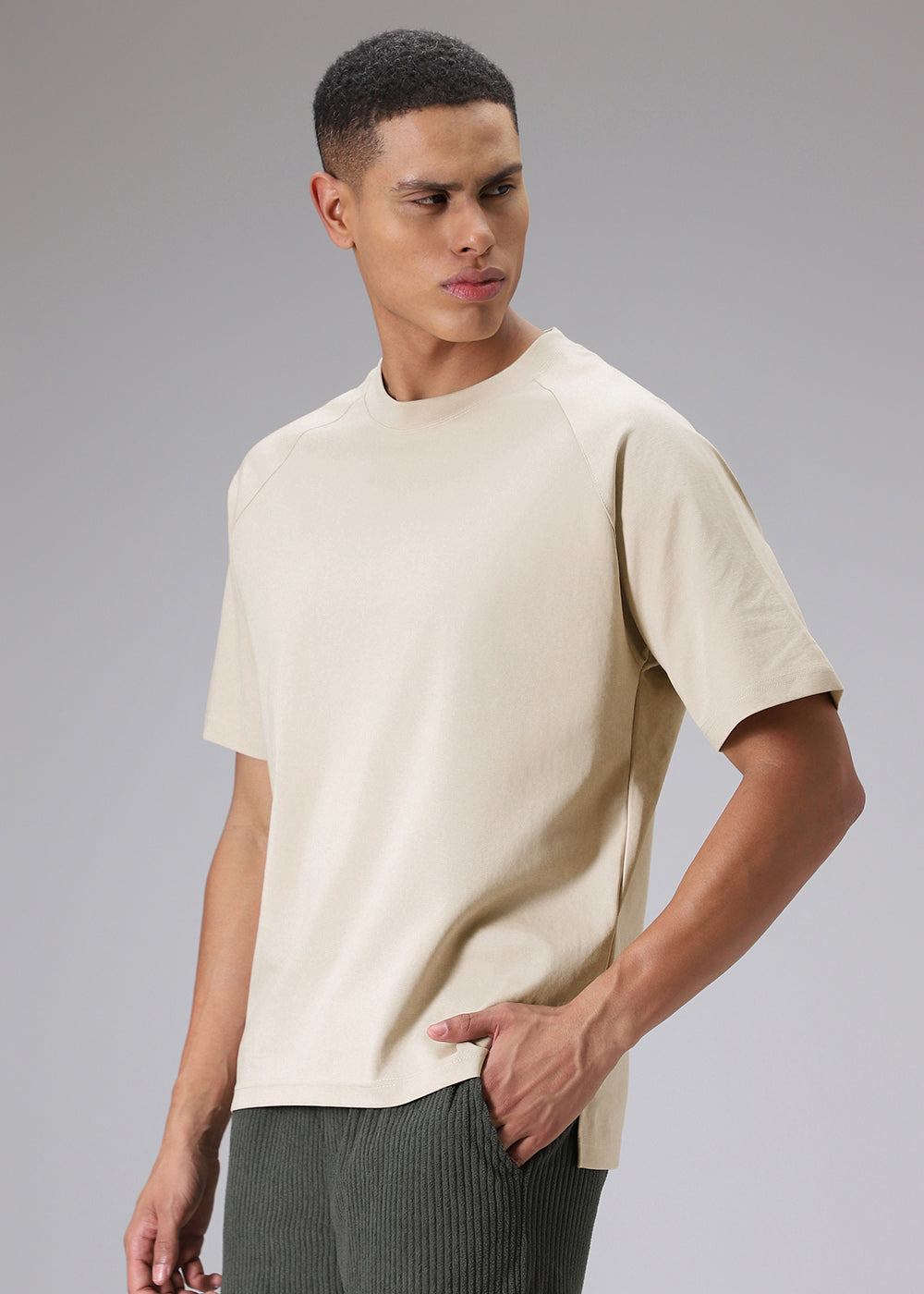 Tan Beige Raglan Oversized T-shirt
