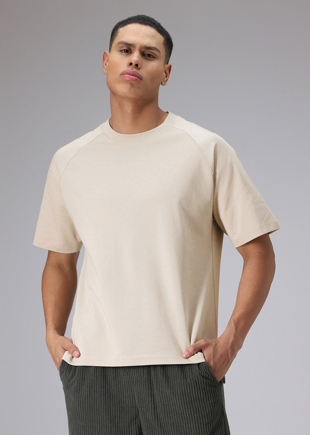 Tan Beige Raglan Oversized T-shirt
