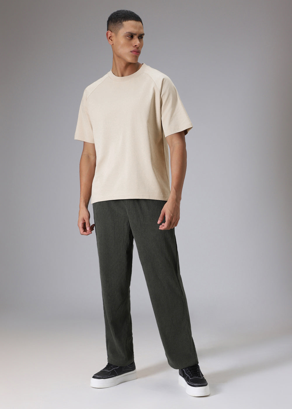 Tan Beige Raglan Oversized T-shirt