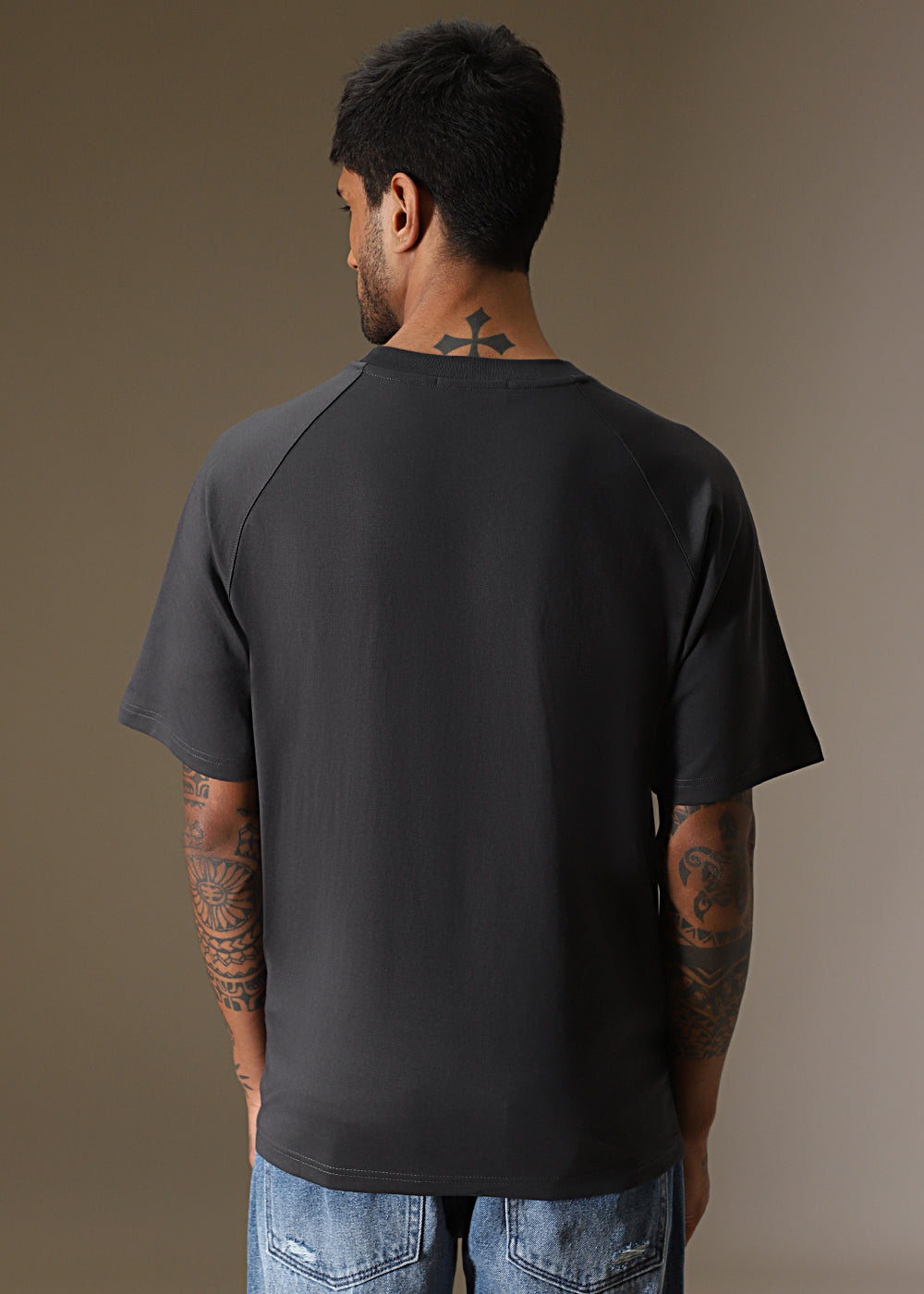 Cut And Sew Dark Grey Oversized T-shirt