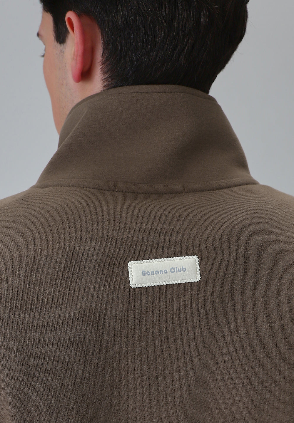 Cut and Sew Brown Zipper Sweatshirt