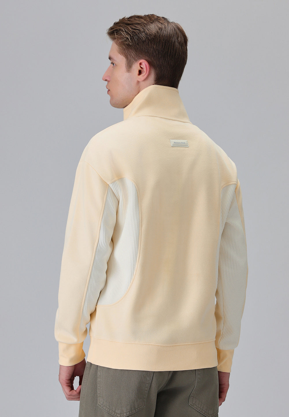 Cut and Sew Cream Zipper Sweatshirt