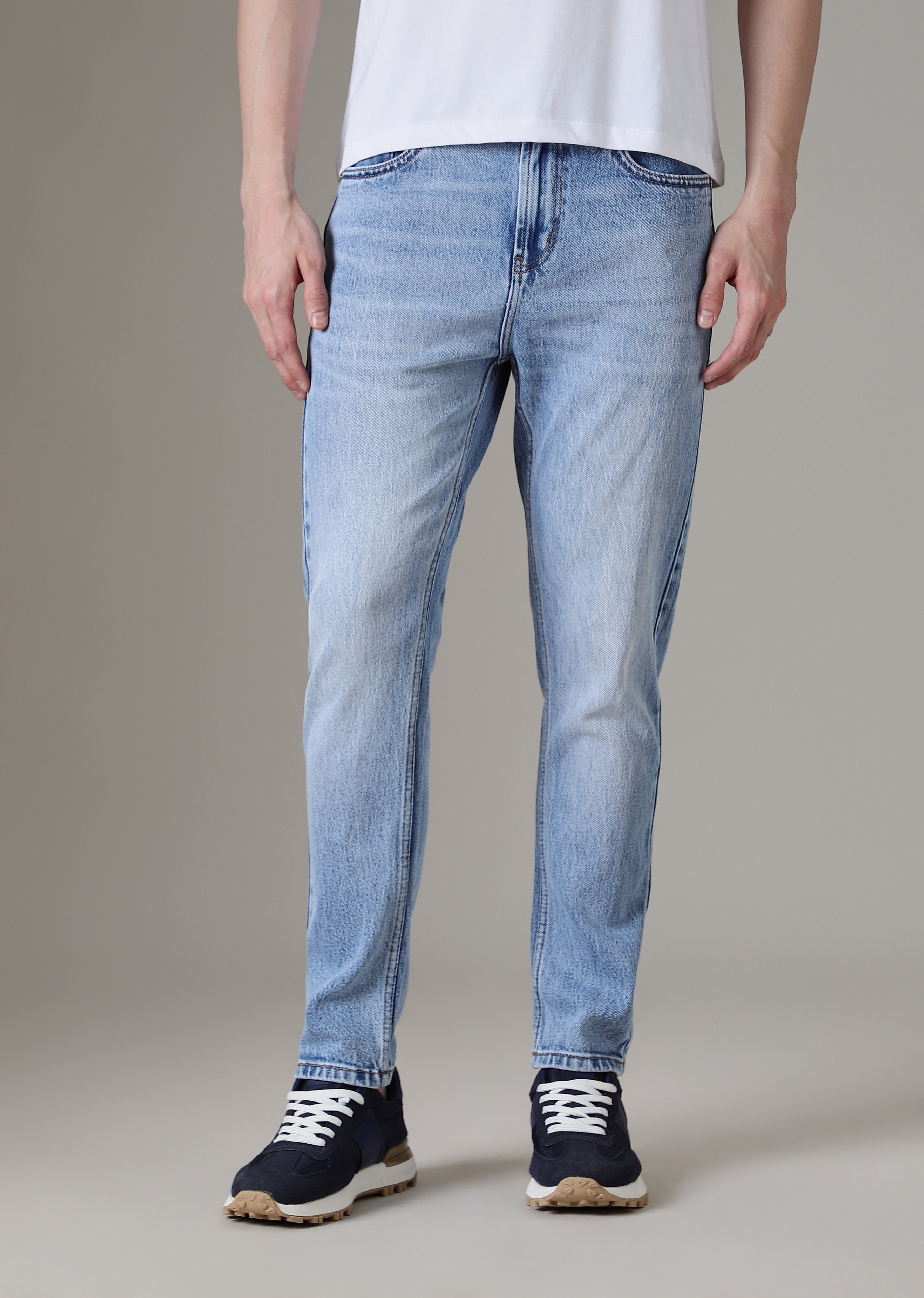 Faded Light Blue Straight Fit Denim