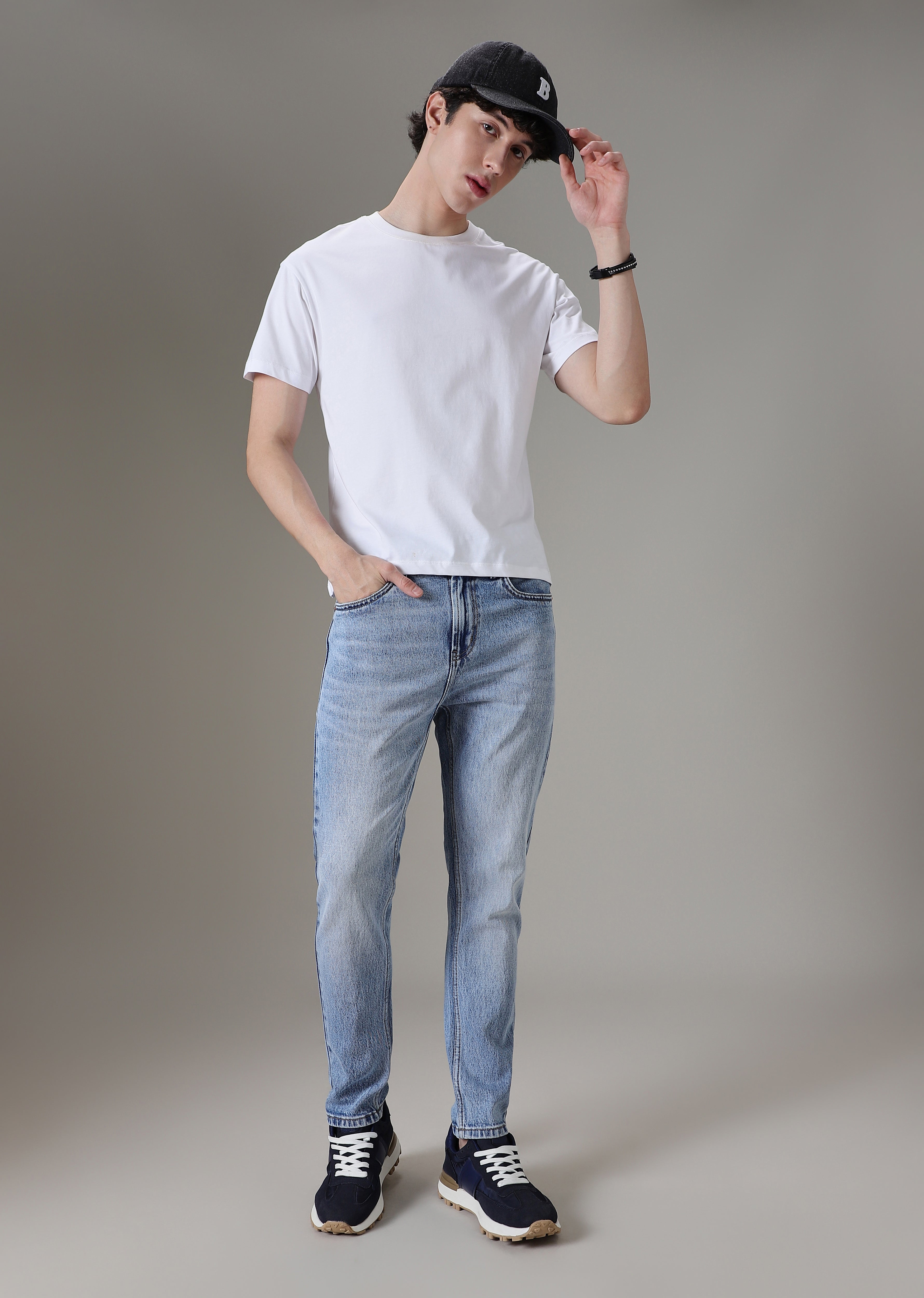 Faded Light Blue Straight Fit Denim