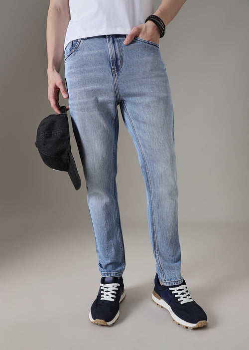 Faded Light Blue Straight Fit Denim