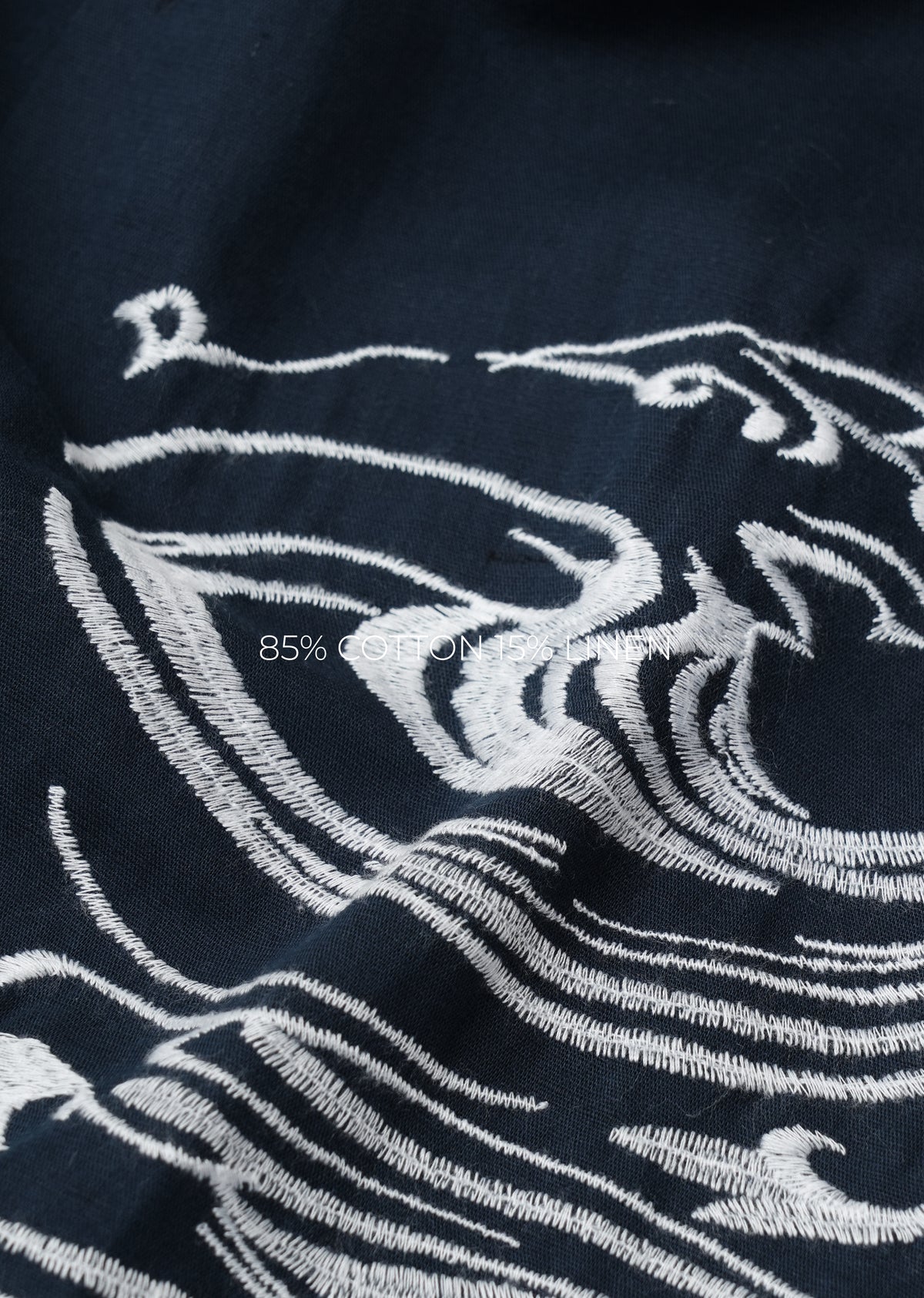 Navy Blue Placement Embroidered Shirt