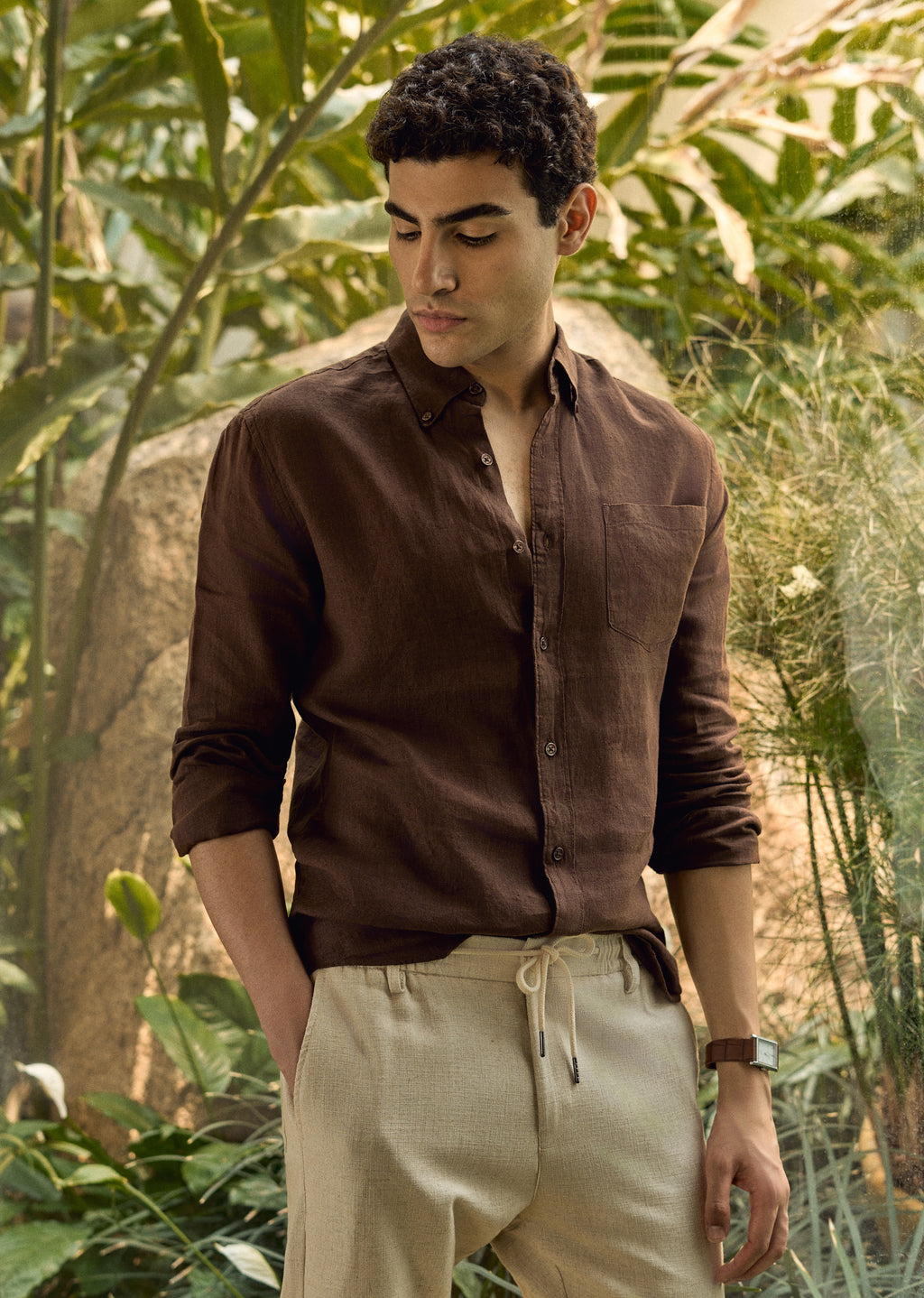 Bananaclub 100% Pure Brown Linen Shirt - Image 1