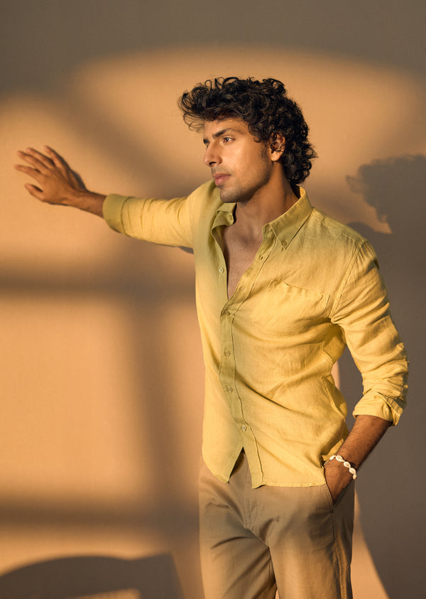 Lemon yellow lace shirt