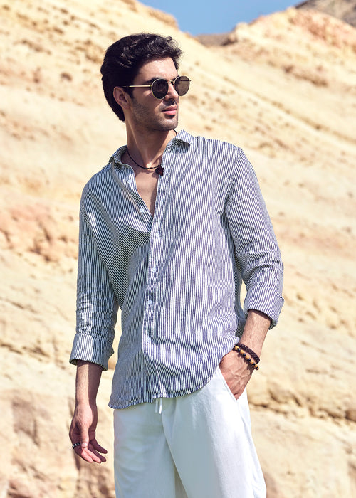 Pin Stripe Pure Irish Linen Shirt