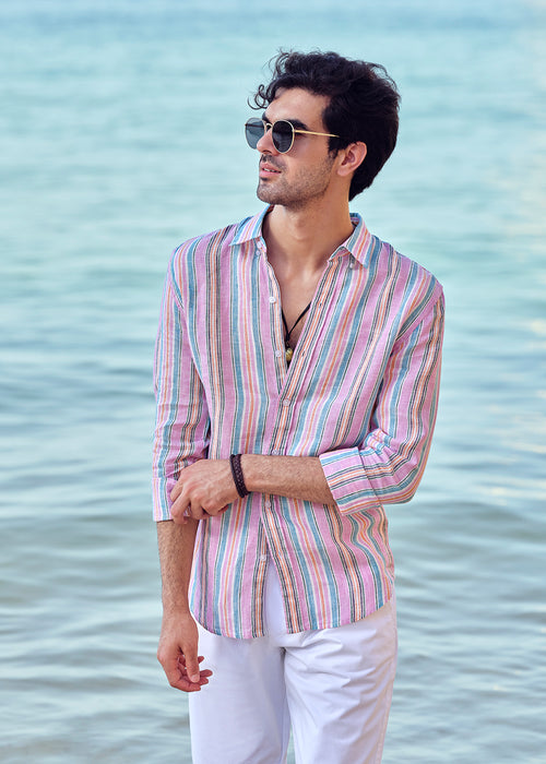 Multi Stripe Pure Irish Linen Shirt