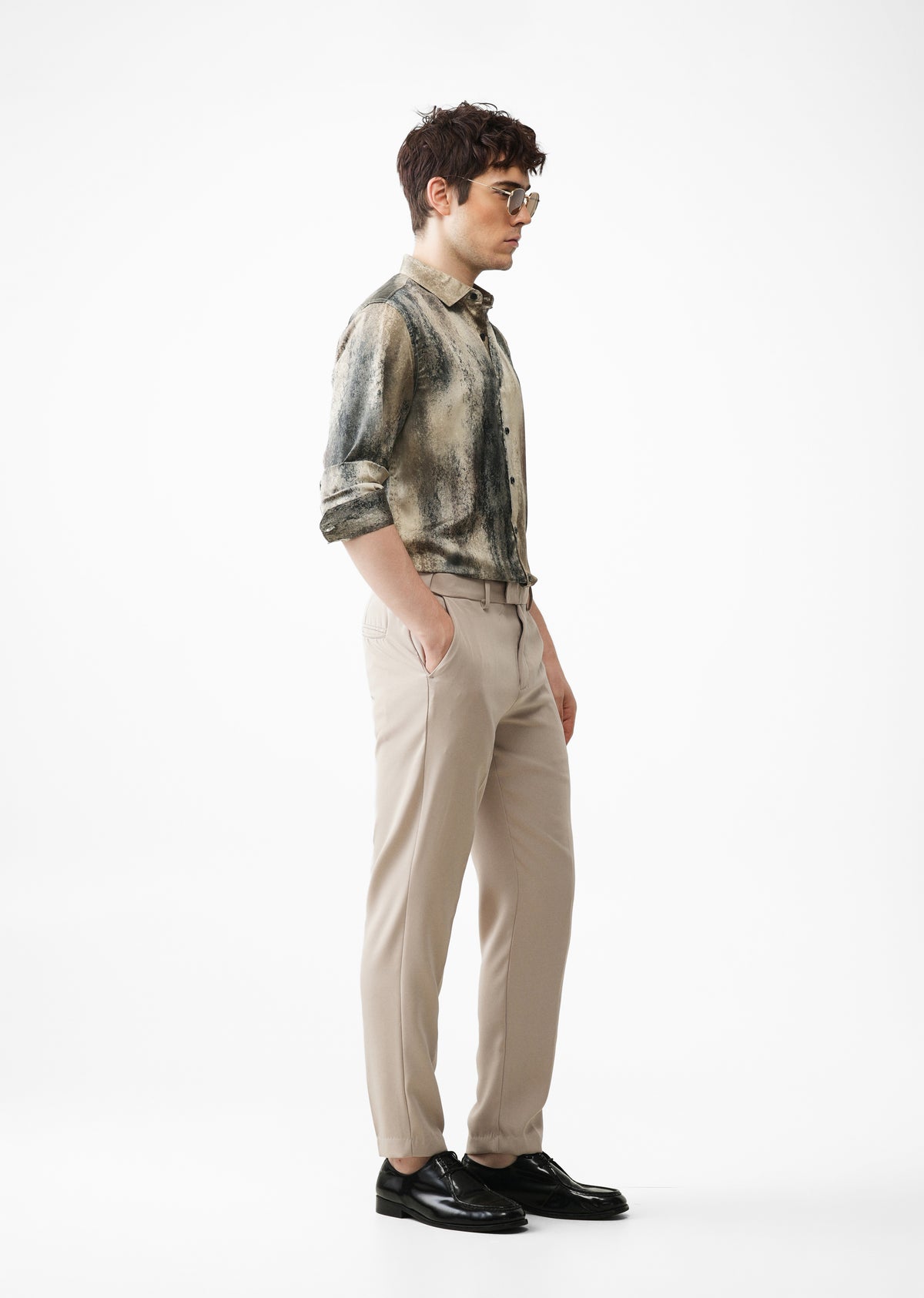 Dark Beige Abstract Print Shirt