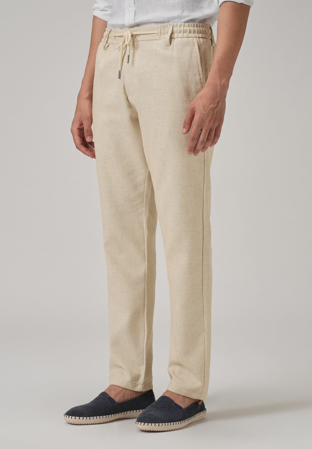 Dark Beige Blended Linen Pant