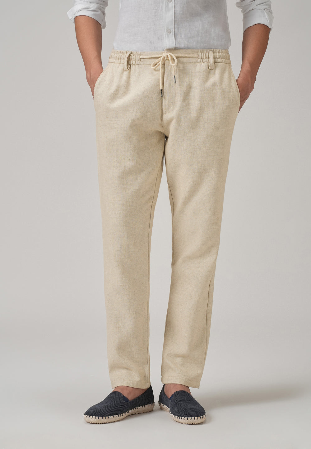Dark Beige Blended Linen Pant