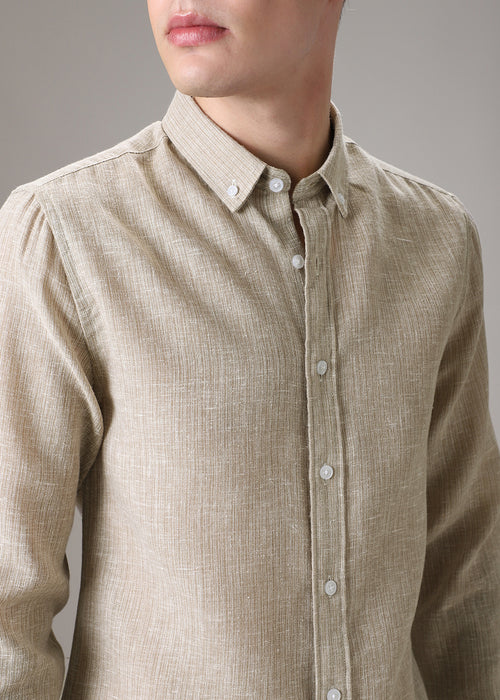 Dark Beige Blended Linen Shirt