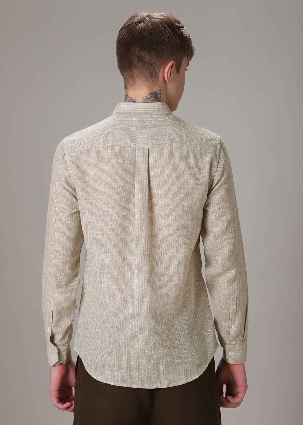 Dark Beige Blended Linen Shirt