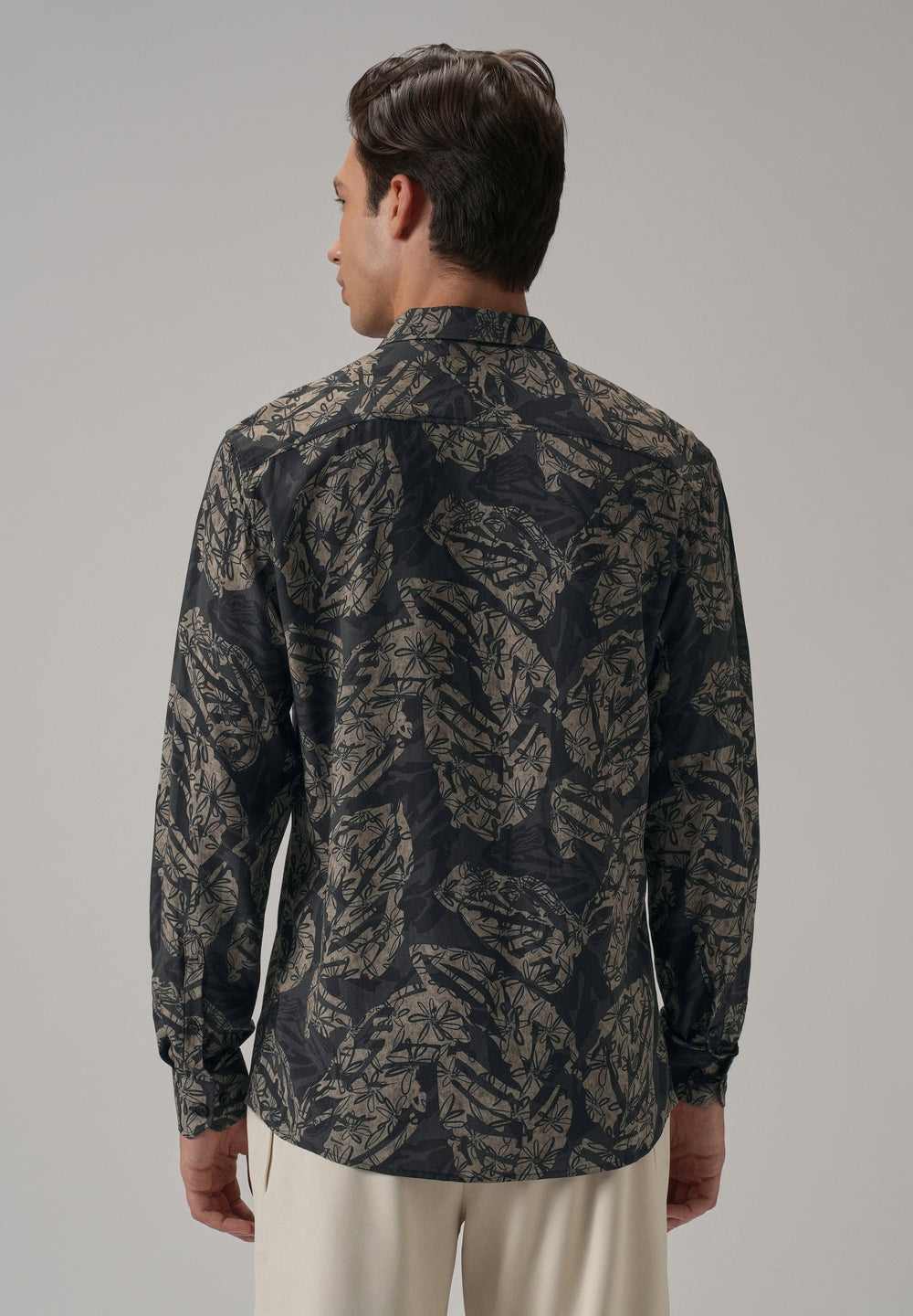 Dark Beige Floral Printed Shirt