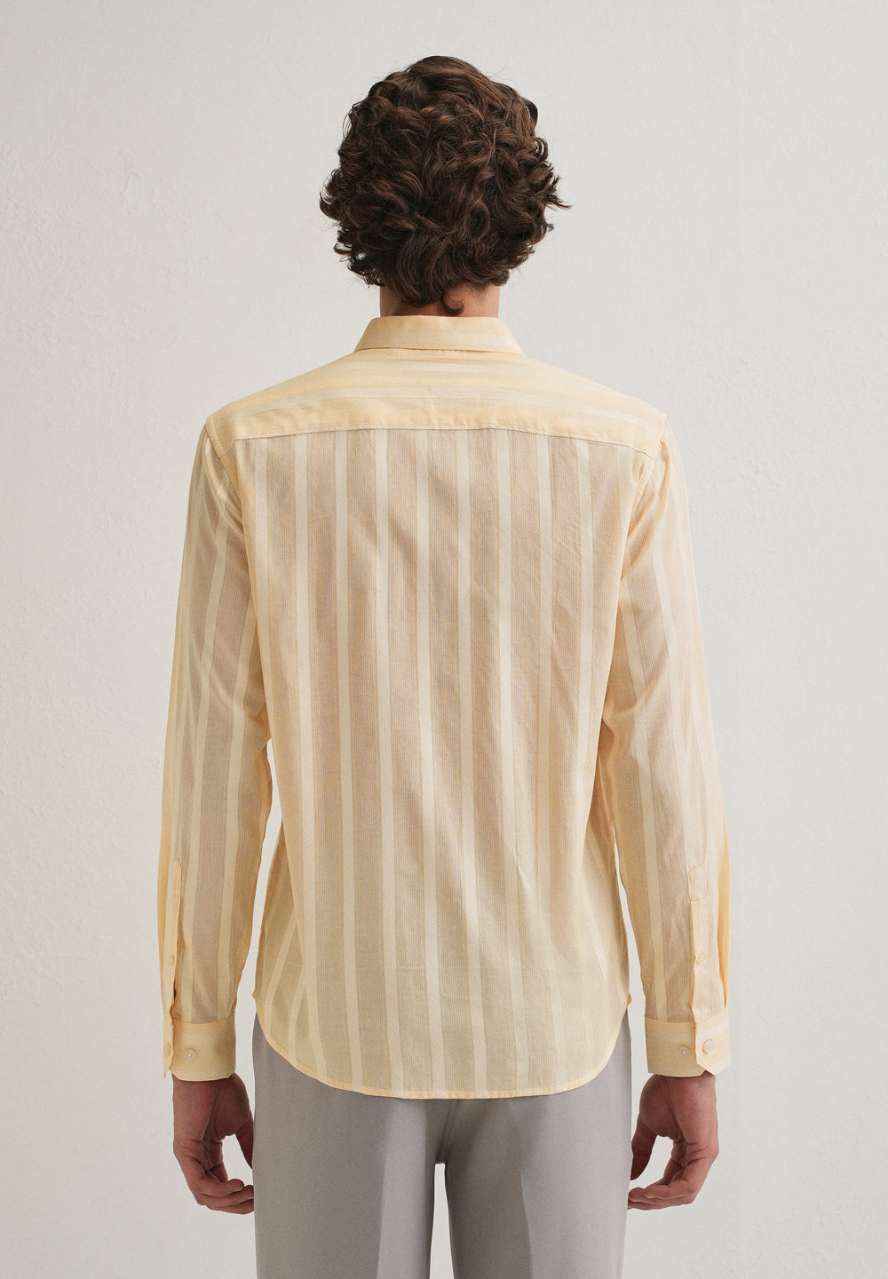 Dark Beige Self Pattern Blended Cotton Shirt