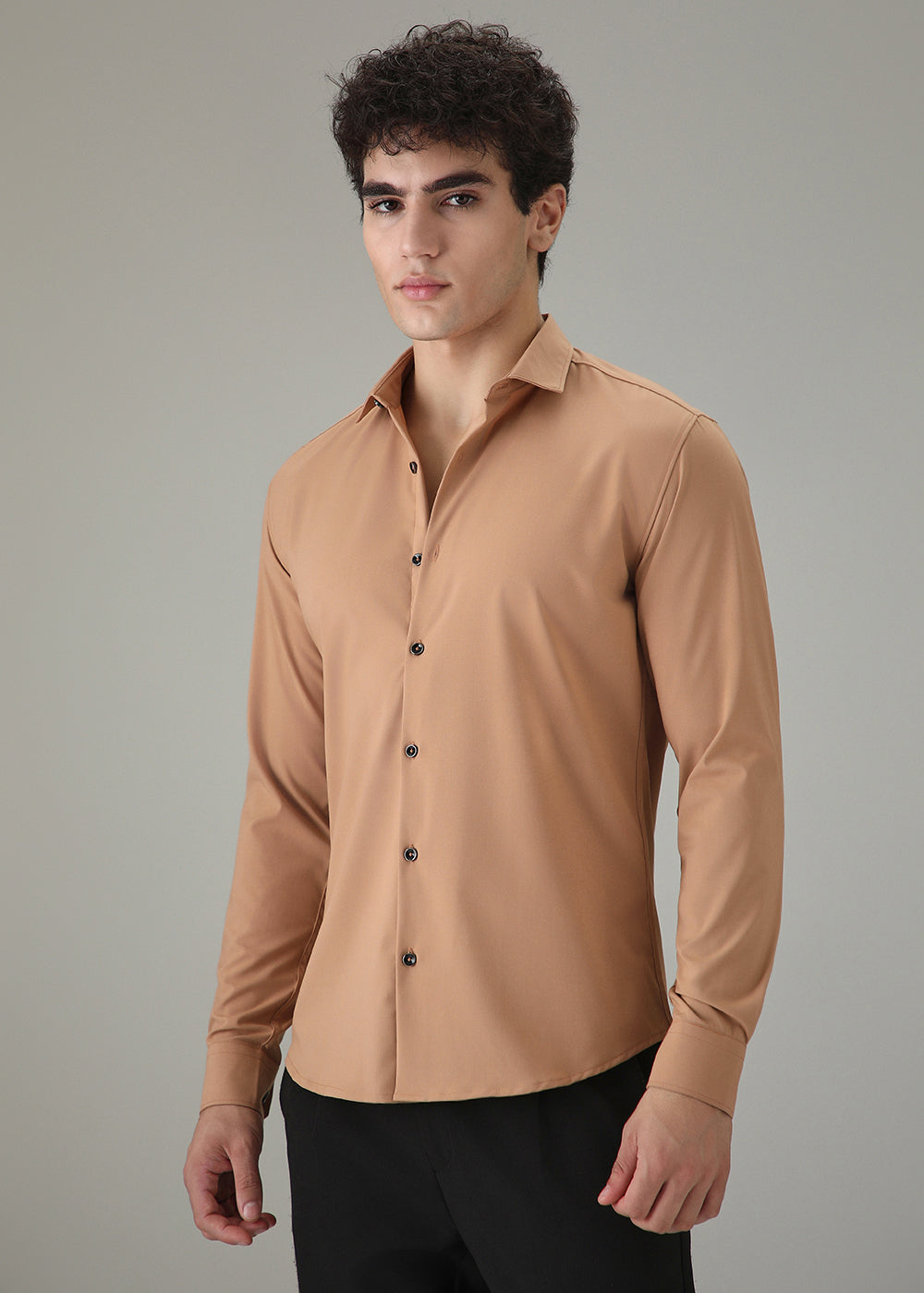 Dark Beige Wrinkle Free Shirt