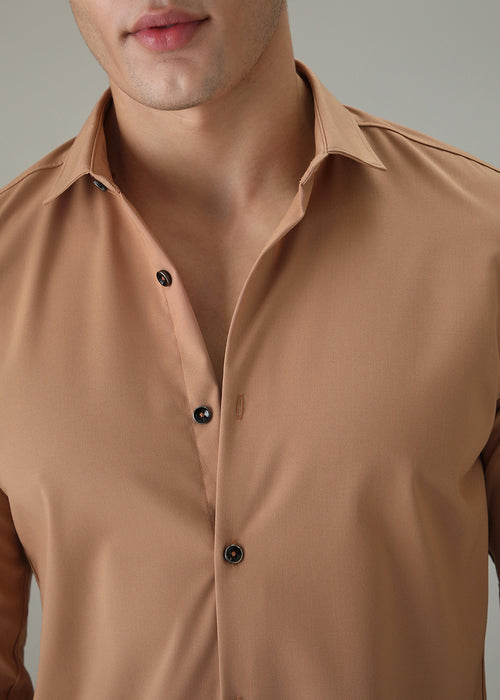 Dark Beige Wrinkle Free Shirt