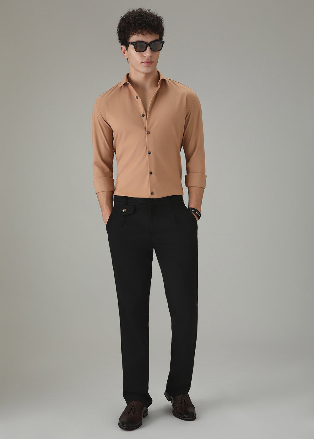 Dark Beige Wrinkle Free Shirt