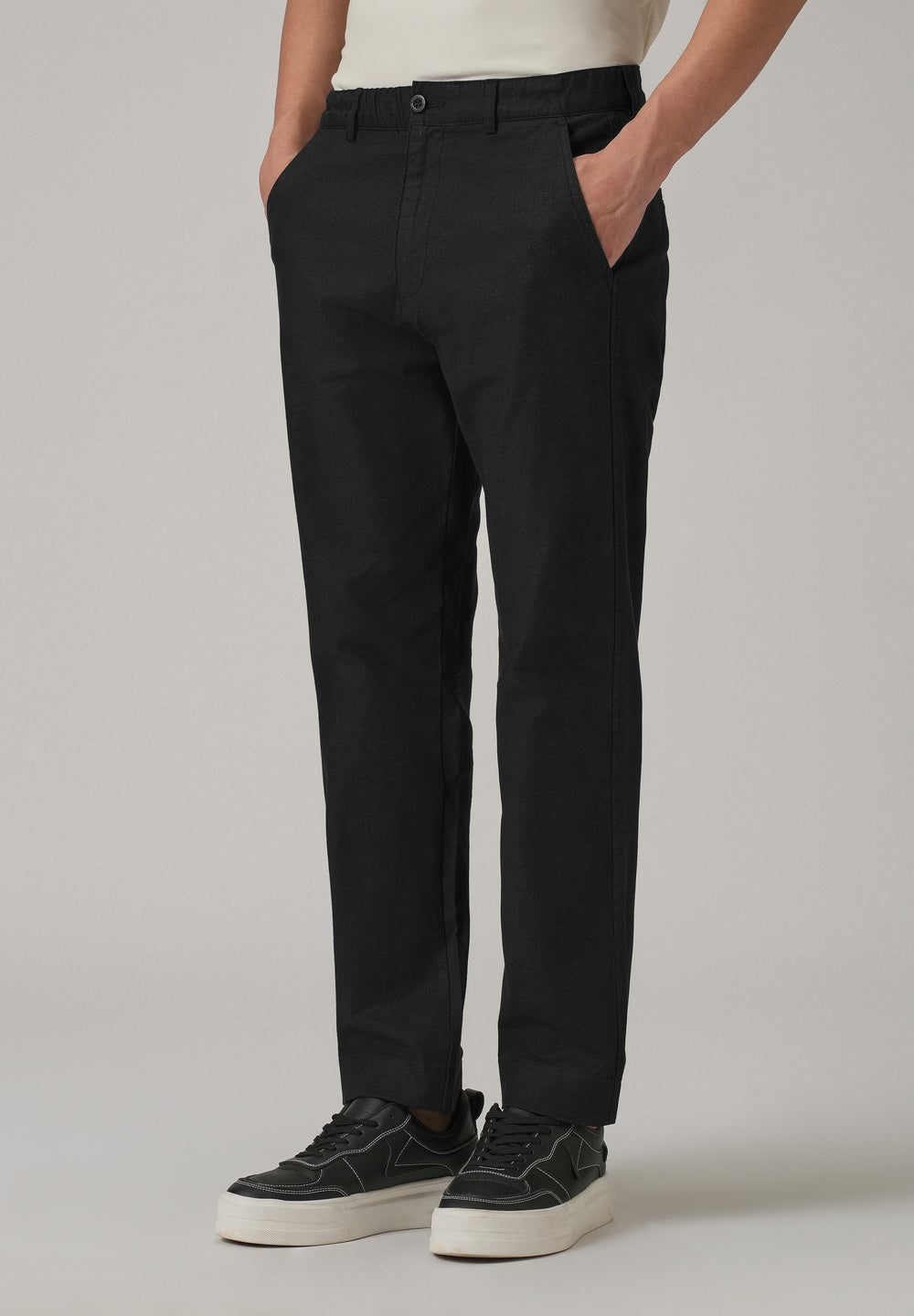 Dark Black Cotton Trouser