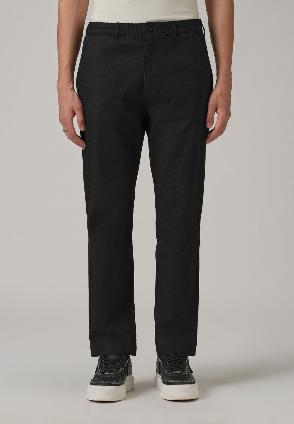 Dark Black Cotton Trouser