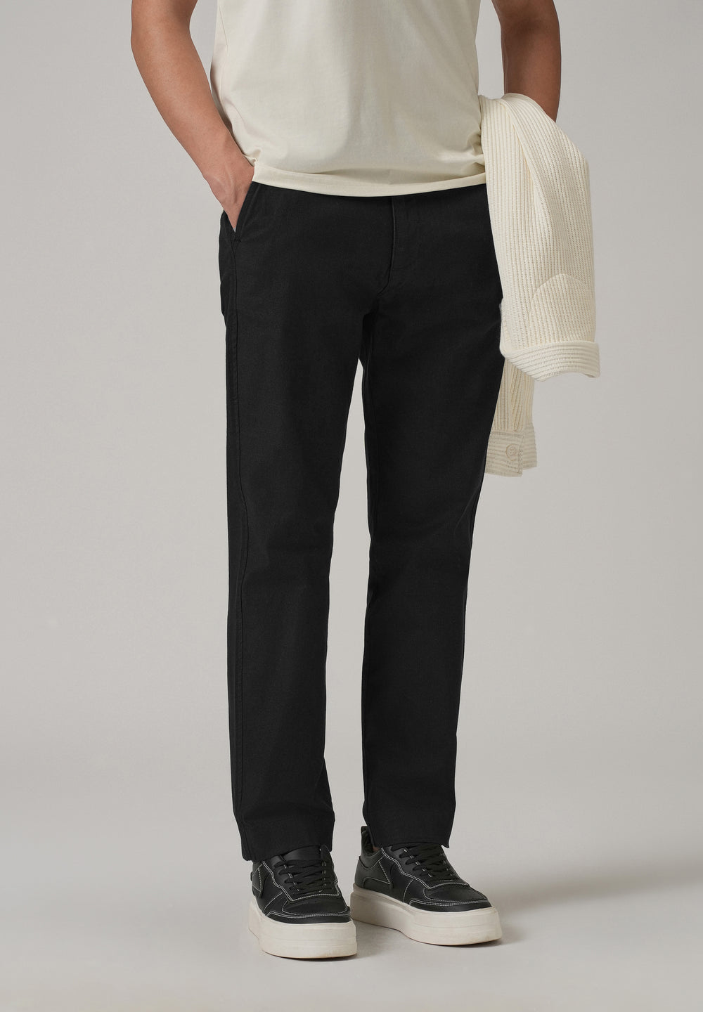 Dark Black Cotton Trouser