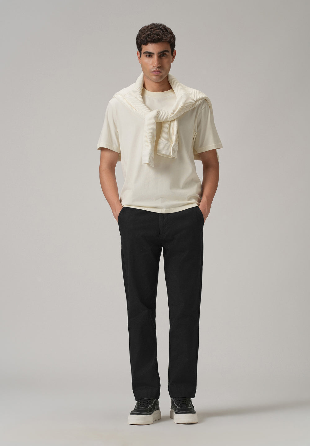 Dark Black Cotton Trouser