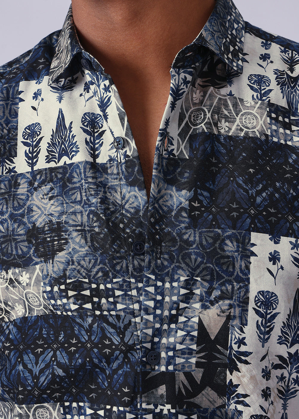 Dark Blue Abstract Print Shirt