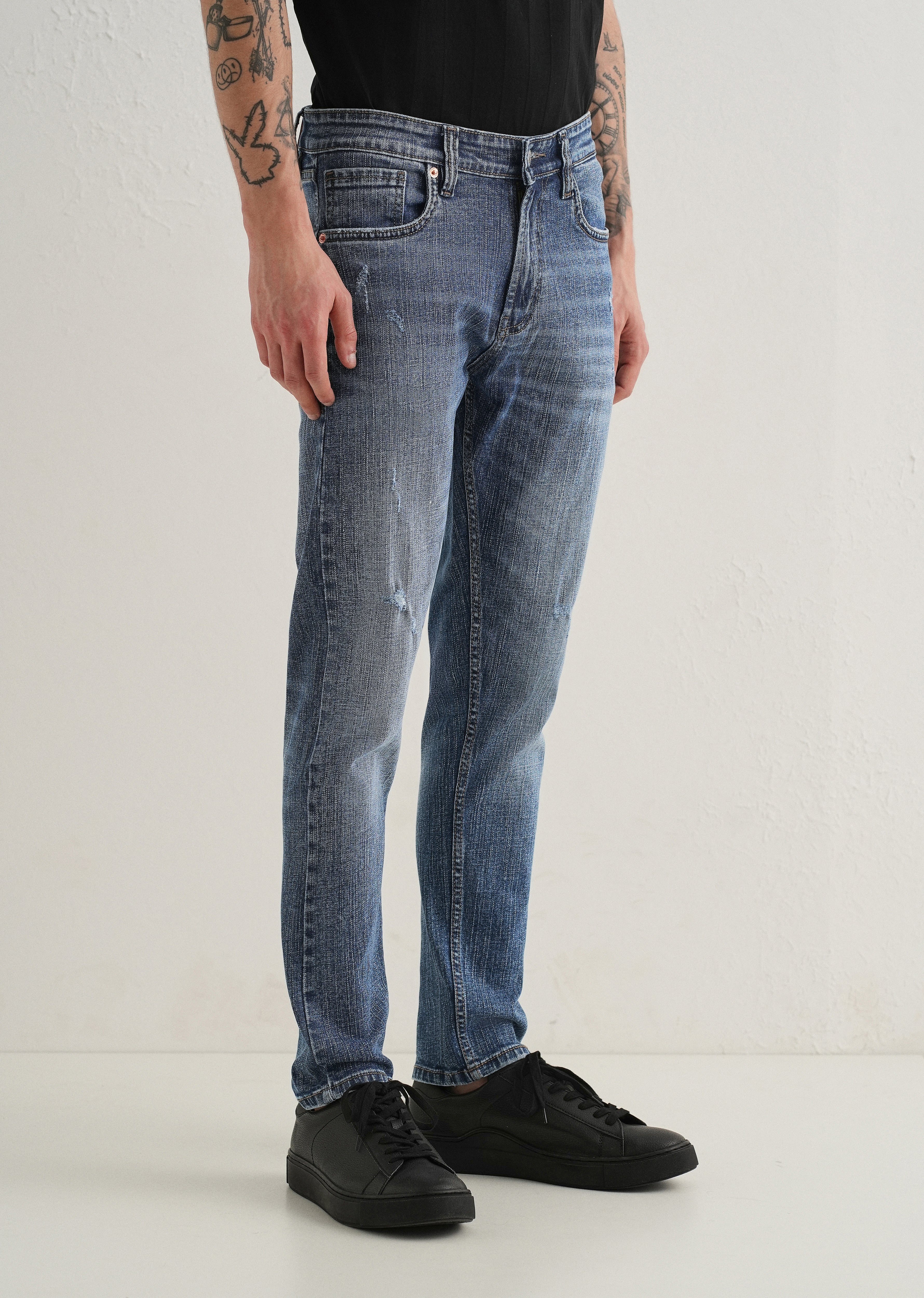 Dark Blue Ankle Slim Fit Denim