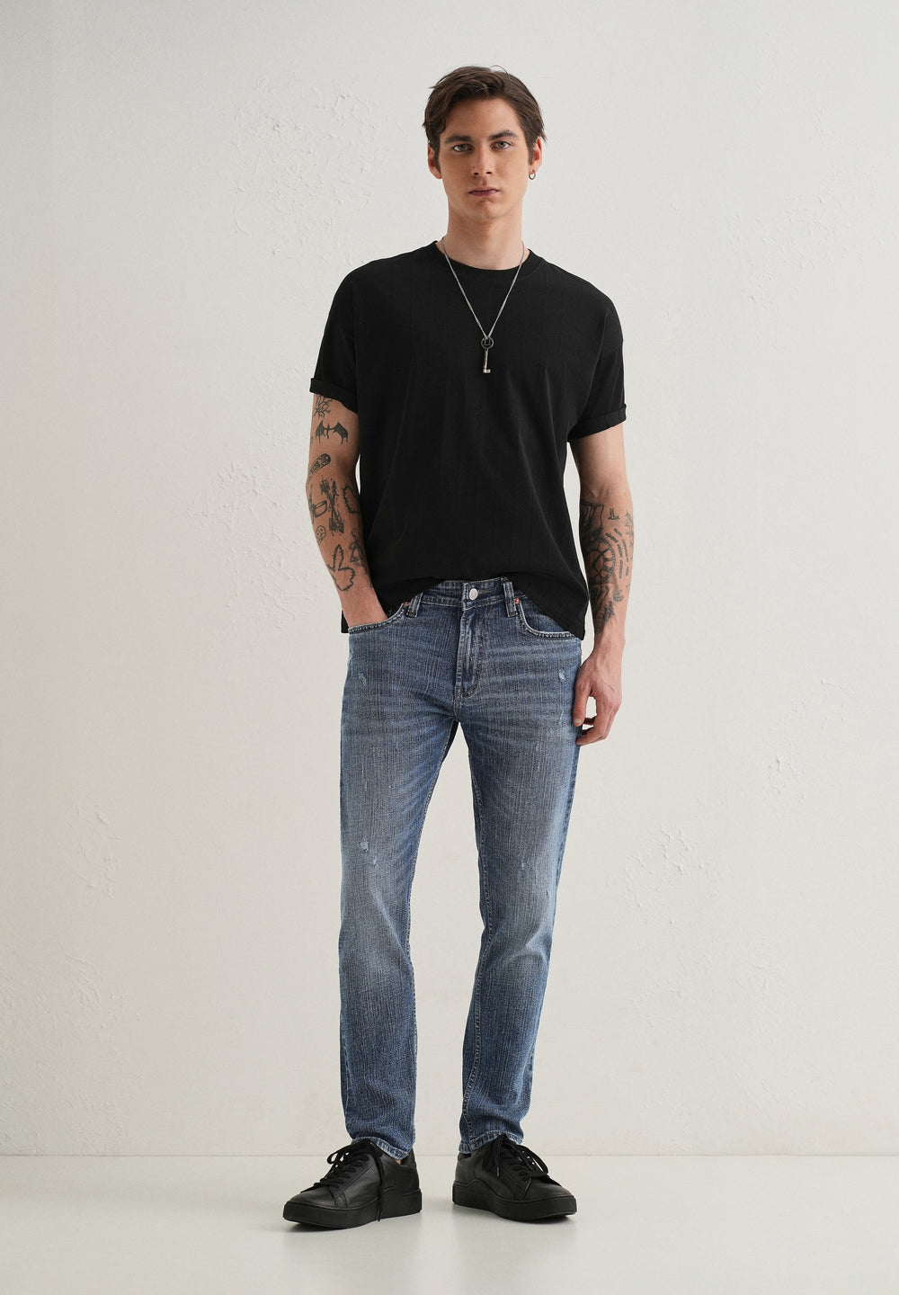Dark Blue Ankle Slim Fit Denim
