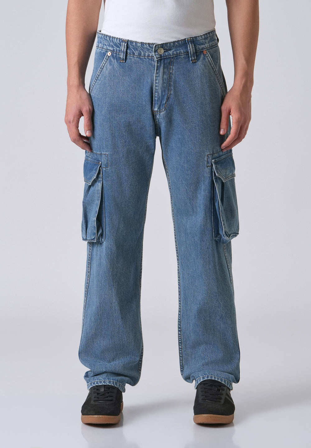 Dark Blue Baggy Cargo Denim