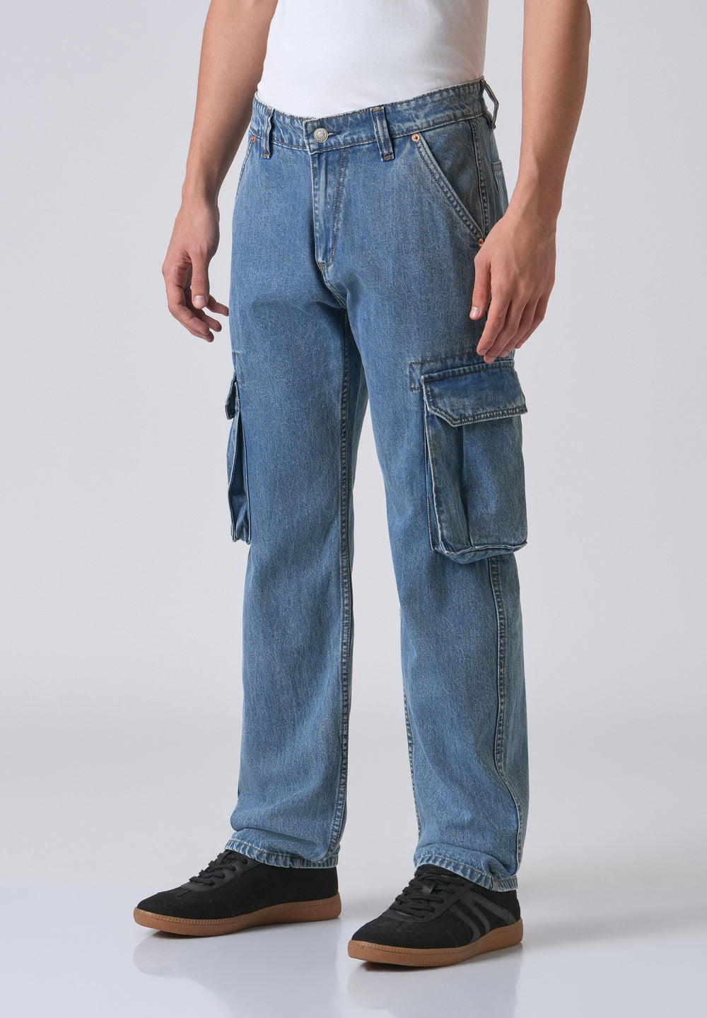 Dark Blue Baggy Cargo Denim