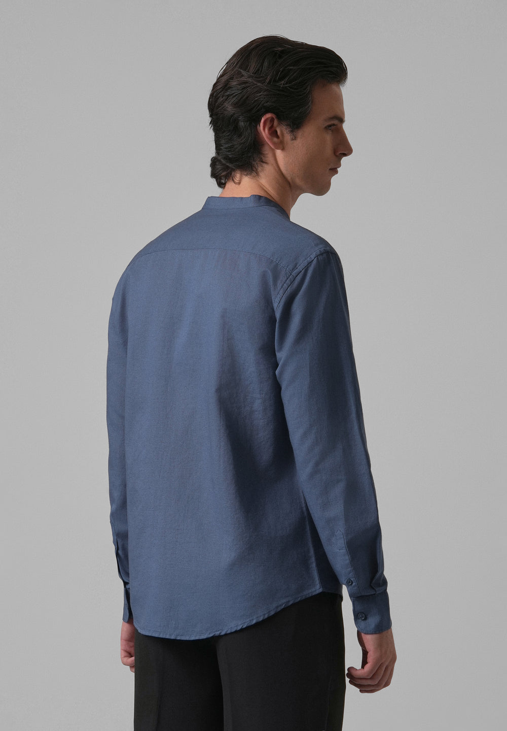 Dark Blue Cotton Linen Shirt