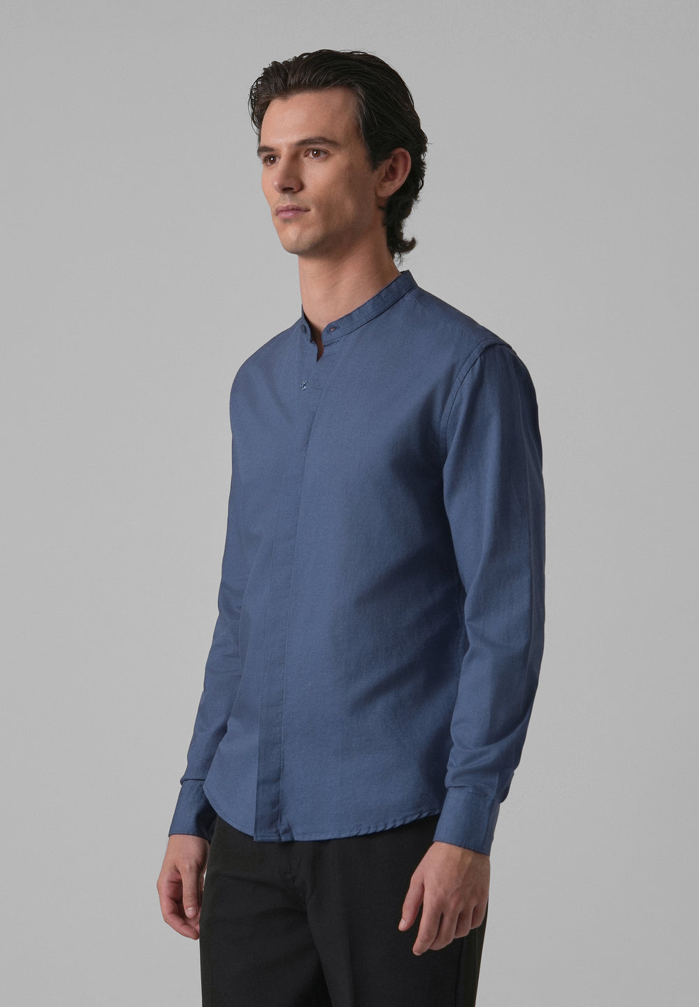 Dark Blue Cotton Linen Shirt