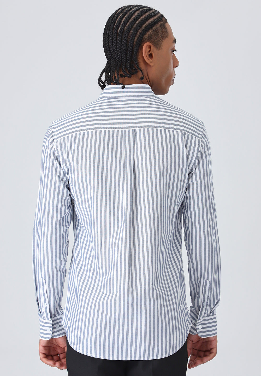 Dark Blue Cotton Oxford Stripe Shirt