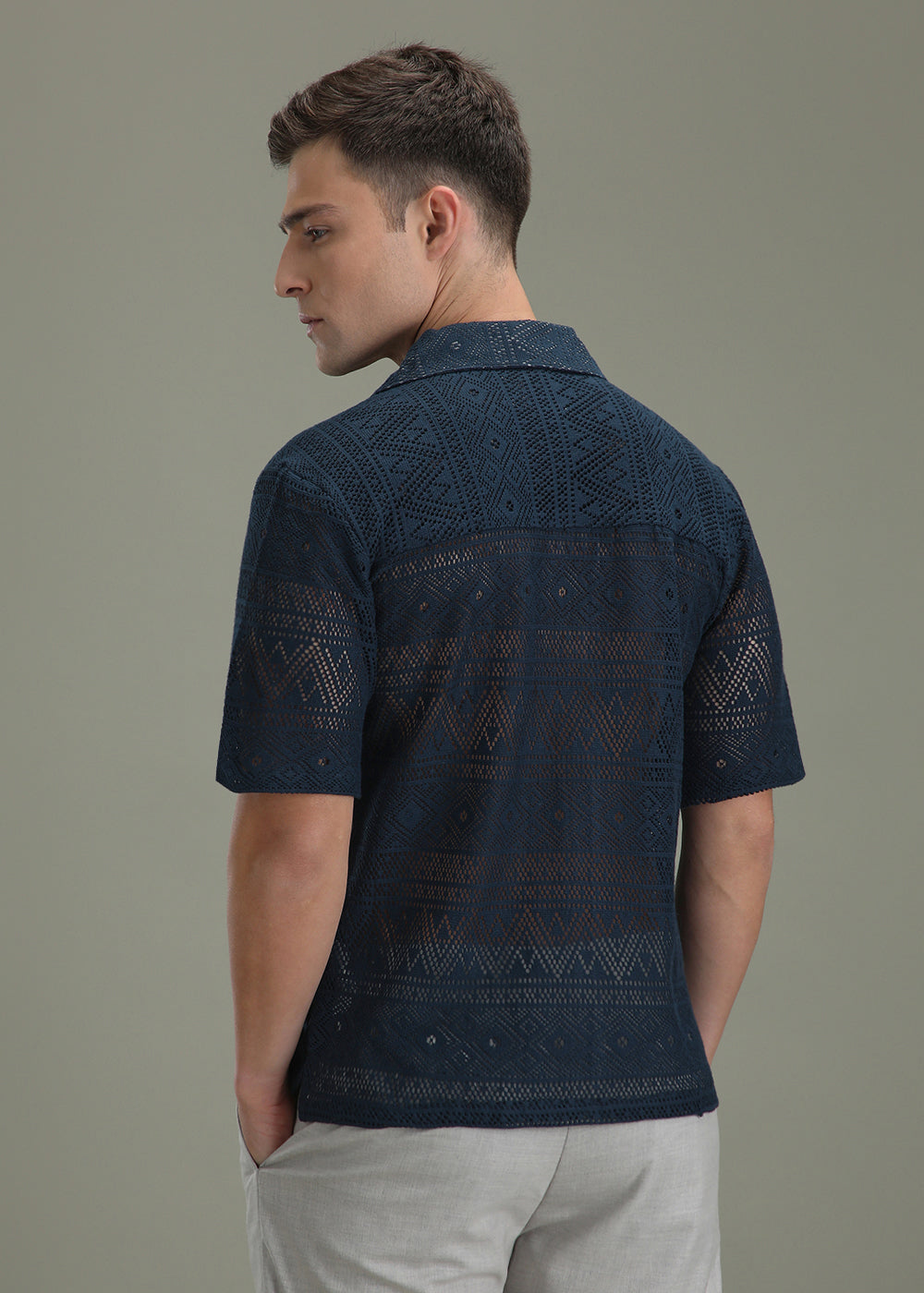 Dark Blue Crochet Shirt