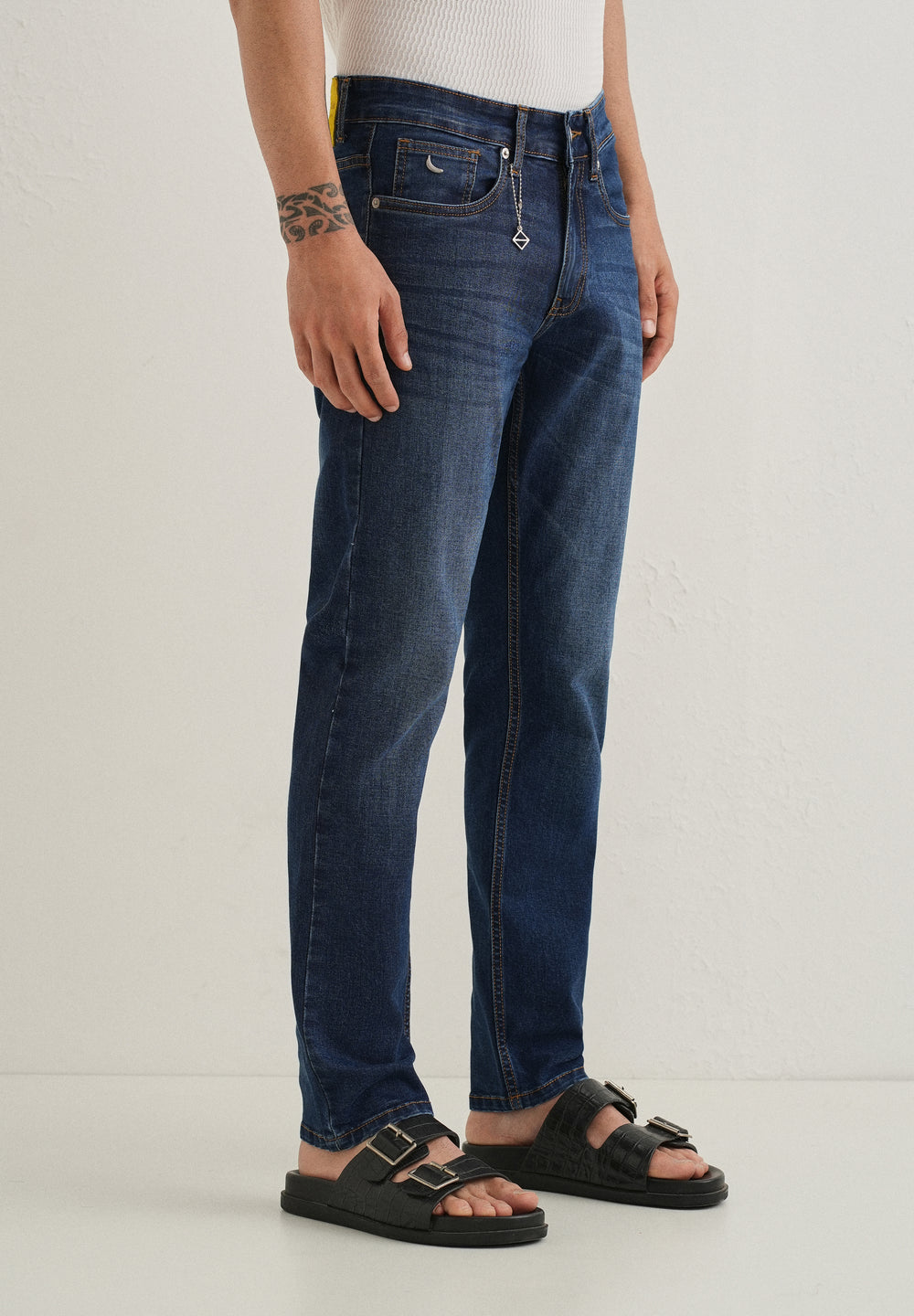 Dark Blue Fade Ankle Fit Jeans