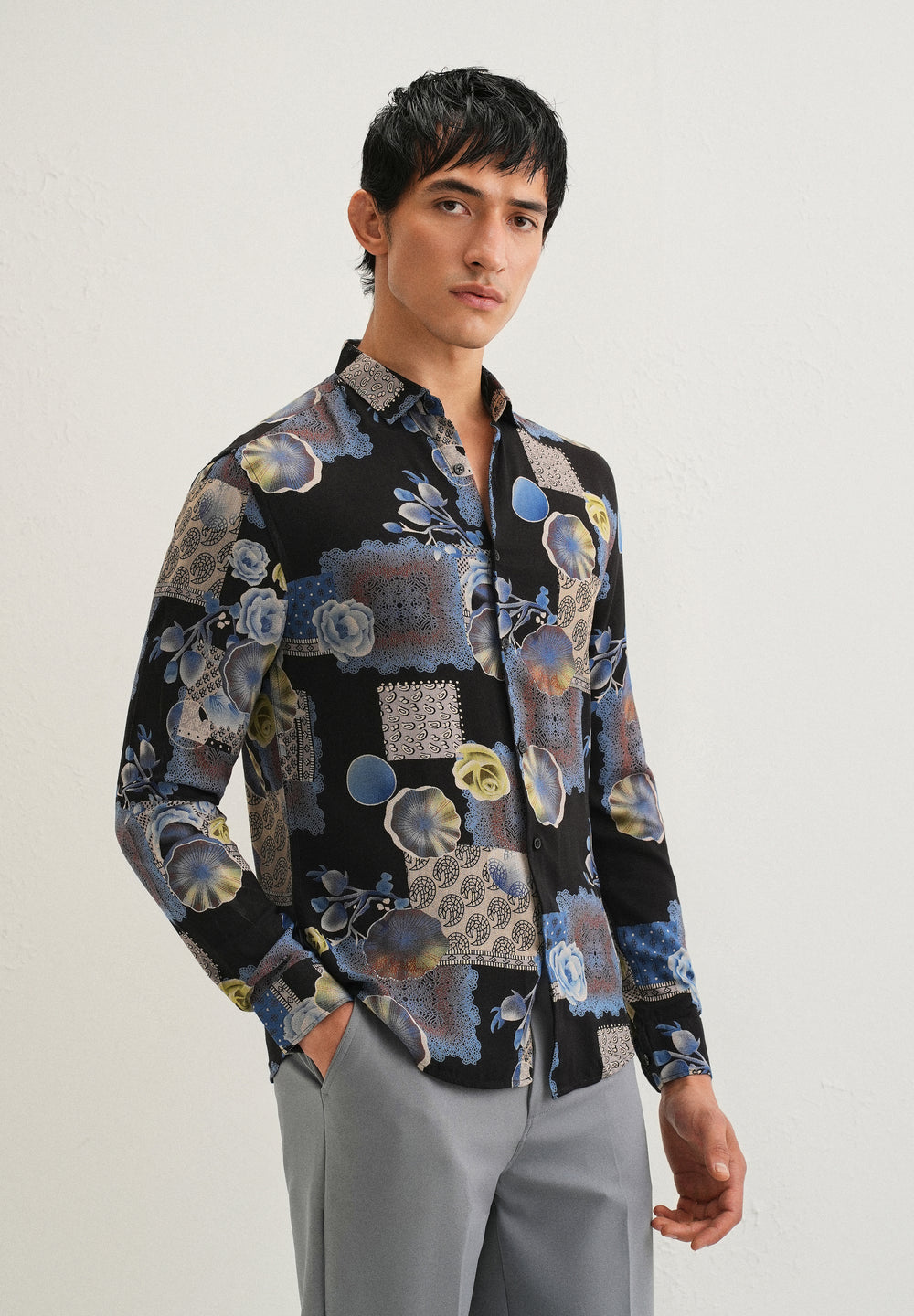 Dark Blue Feather Shirt
