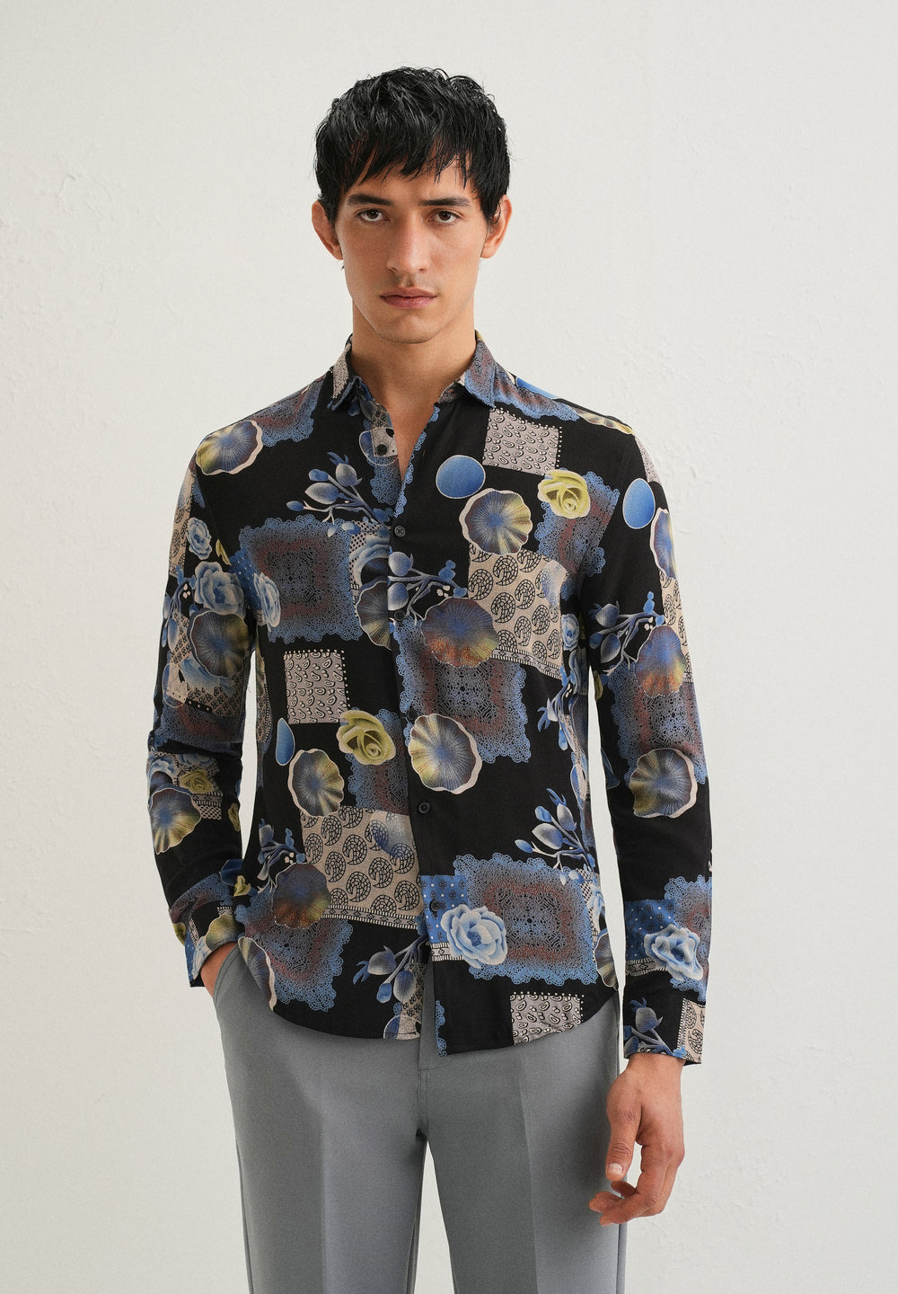 Dark Blue Feather Shirt